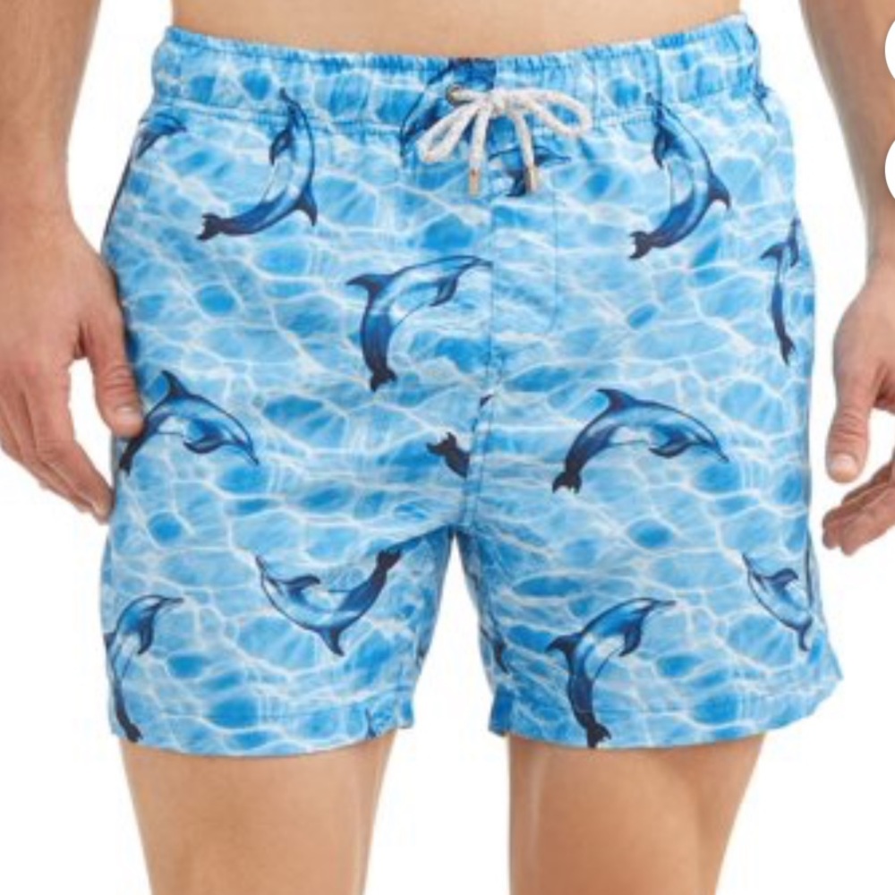 Endless Summer Men's Blue Dolphin Printed Swim Shorts Trunks